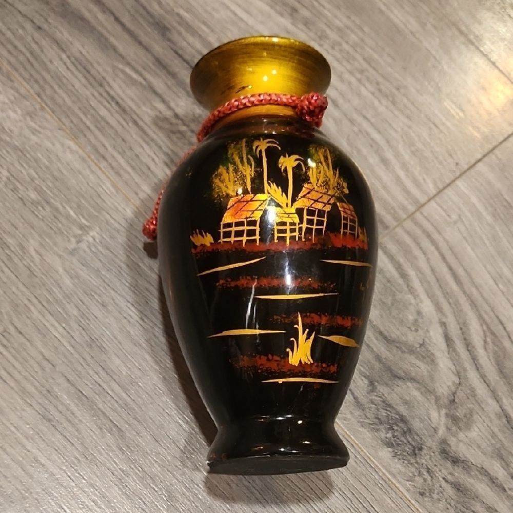 Vintage Vietnam Small Black Vase